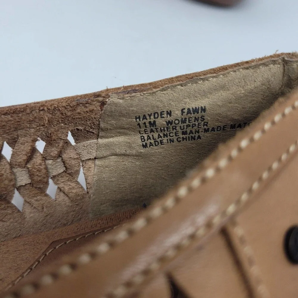 [SOLD]Bass Shoes Womens 11 Brown Leather Flats Woven Casual Hayden Fawn Loafer - Picture 10 of 10